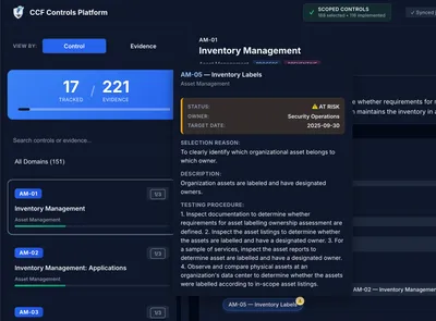 SCF Controls Platform Dashboard