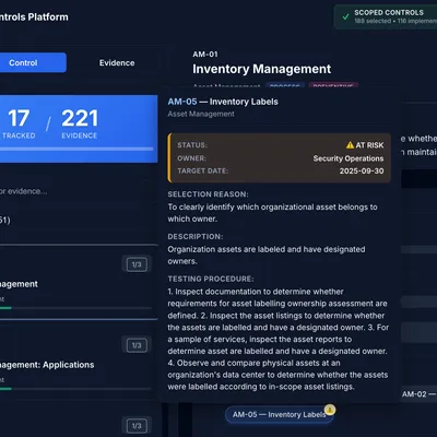 SCF Controls Platform Dashboard